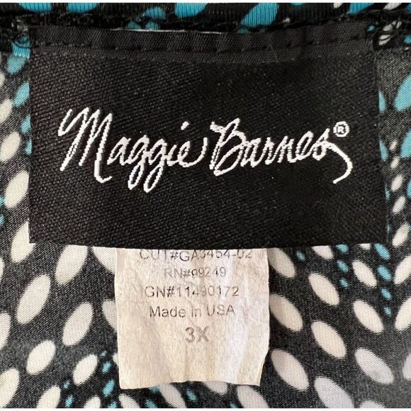 Maggie Barnes Womens 3X Blue Black Geometric Embellishment Retro Vibe Boho Top - Picture 5 of 6